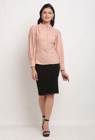 Dusty Pink Polyester Solid Top