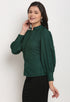 Bottle Green Polyester Solid Top