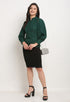 Bottle Green Polyester Solid Top