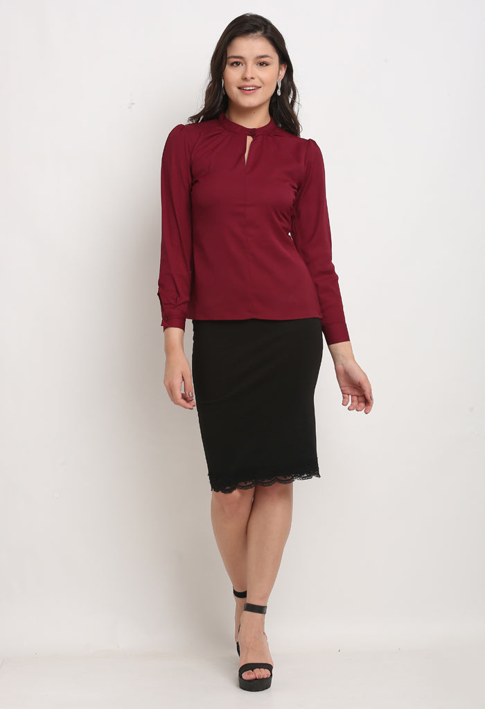 Wine Polyester Solid Top