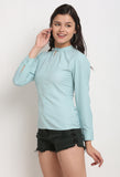 Light Aqua Blue Polyester Solid Top