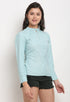 Light Aqua Blue Polyester Solid Top