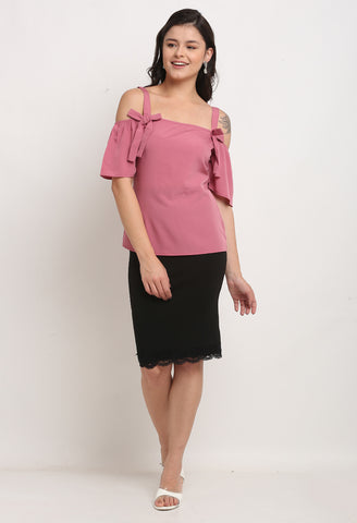 Pink Polyester Solid Top