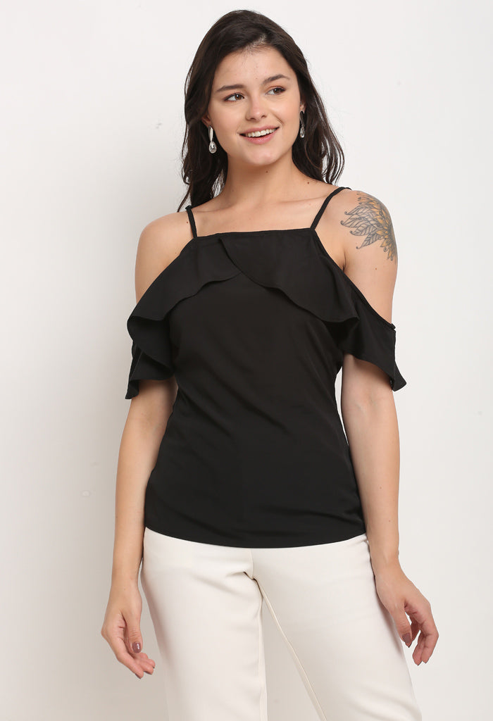 Black Polyester Solid Top