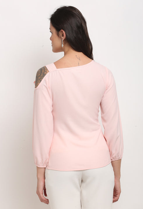 Light Pink Polyester Solid Top