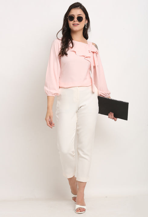 Light Pink Polyester Solid Top