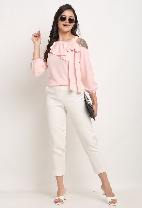 Light Pink Polyester Solid Top